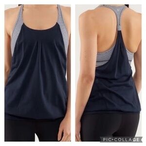 1030 lululemon Practice Freely Tank - Size 6 - Blue Gingham (Inkwell)
